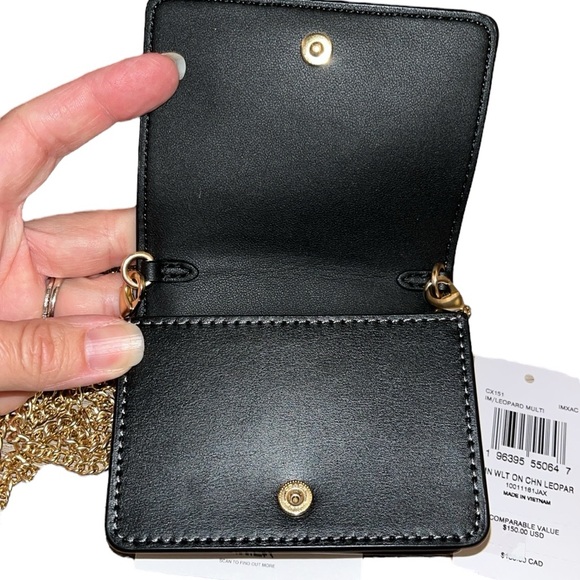 Coach NWT! Leopard Mini Wallet on a Chain - Picture 9 of 15